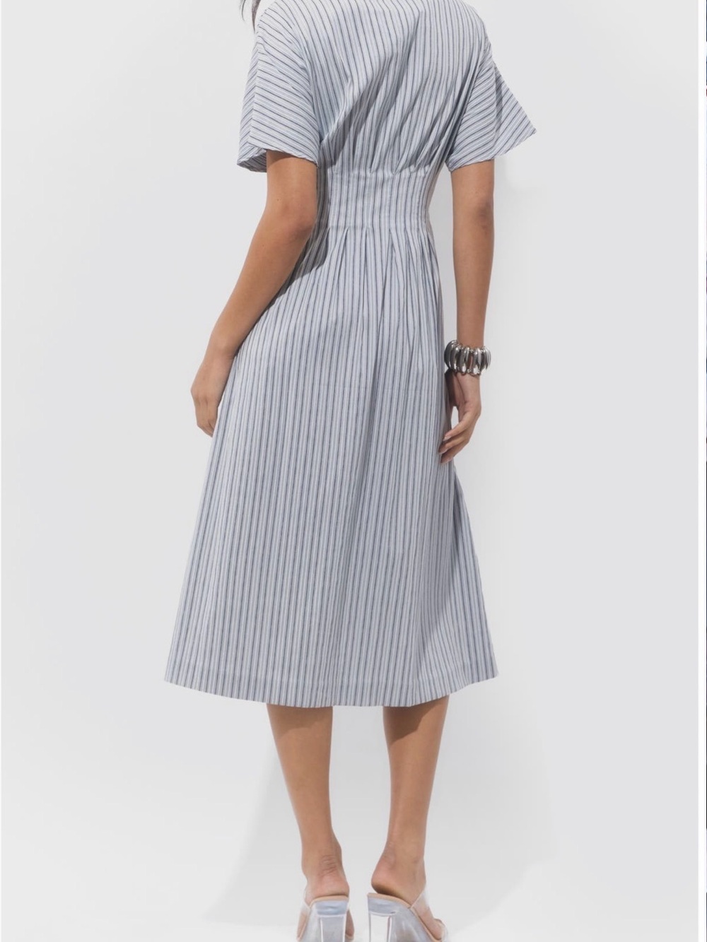 Adelyn Rae Blue and White Striped Midi Dress - Picture 2 of 4